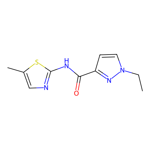 1-ethyl-N-(5-methylthiazol-2-yl)-1H-pyrazole-3-carboxamide structure