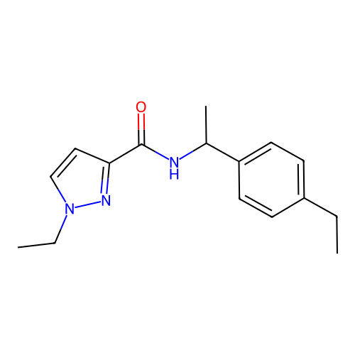 1-ethyl-N-[1-(4-ethylphenyl)ethyl]-1H-pyrazole-3-carboxamide structure
