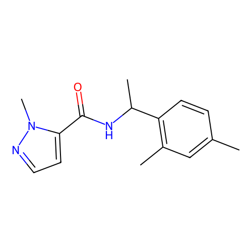 N-[1-(2,4-dimethylphenyl)ethyl]-1-methyl-1H-pyrazole-5-carboxamide structure