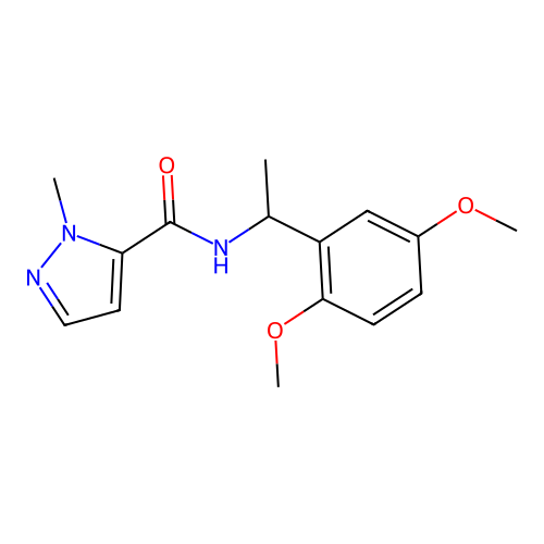 N-[1-(2,5-dimethoxyphenyl)ethyl]-2-methylpyrazole-3-carboxamide structure