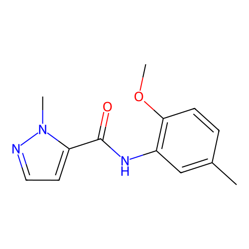 N-(2-methoxy-5-methylphenyl)-2-methylpyrazole-3-carboxamide structure