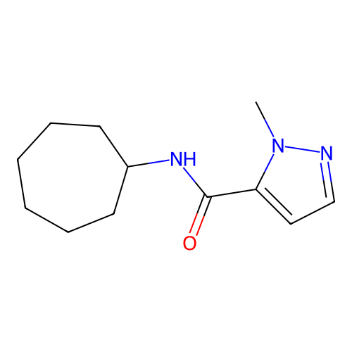 N-cycloheptyl-2-methylpyrazole-3-carboxamide structure