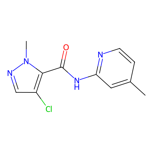 4-chloro-2-methyl-N-(4-methylpyridin-2-yl)pyrazole-3-carboxamide structure
