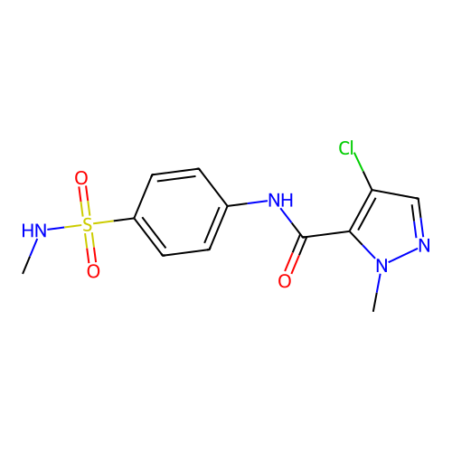 4-chloro-2-methyl-N-[4-(methylsulfamoyl)phenyl]pyrazole-3-carboxamide structure