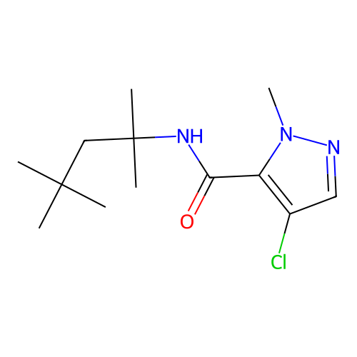 4-chloro-2-methyl-N-(2,4,4-trimethylpentan-2-yl)pyrazole-3-carboxamide structure