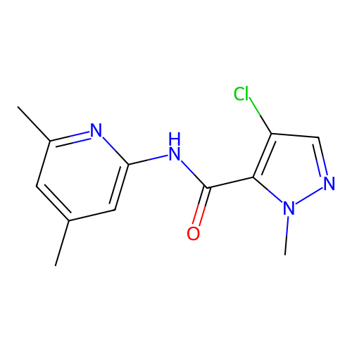 4-chloro-N-(4,6-dimethylpyridin-2-yl)-2-methylpyrazole-3-carboxamide structure