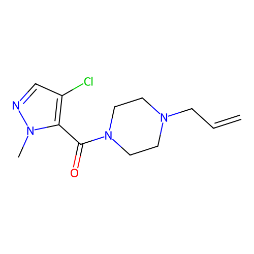 (4-Chloro-2-methylpyrazol-3-yl)-(4-prop-2-enylpiperazin-1-yl)methanone structure