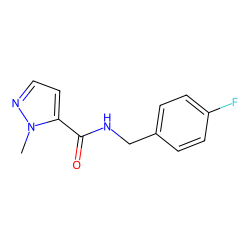 N-[(4-fluorophenyl)methyl]-2-methylpyrazole-3-carboxamide structure
