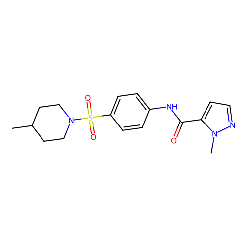 2-methyl-N-[4-(4-methylpiperidin-1-yl)sulfonylphenyl]pyrazole-3-carboxamide structure