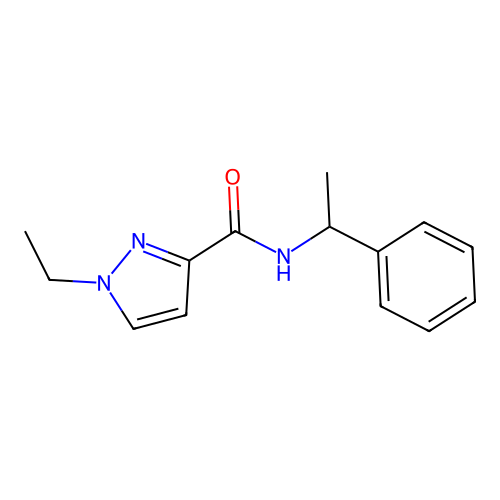1-ethyl-N-(1-phenylethyl)pyrazole-3-carboxamide structure