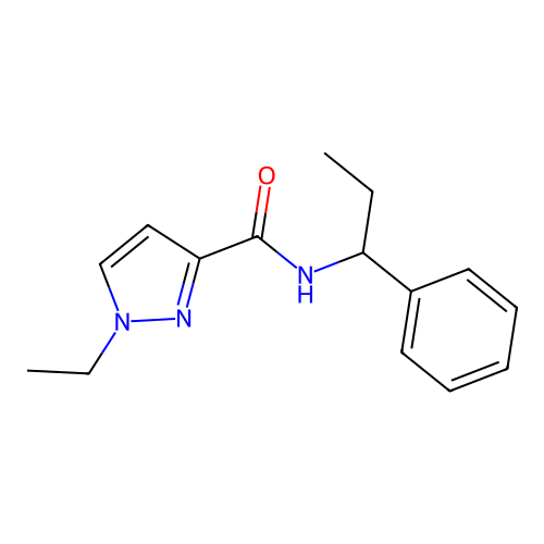 1-ethyl-N-(1-phenylpropyl)-1H-pyrazole-3-carboxamide structure