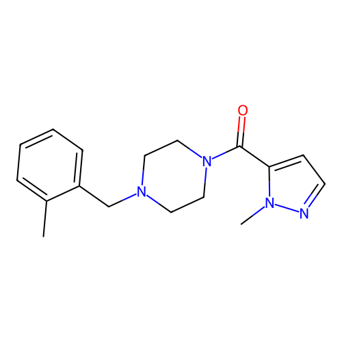 [4-[(2-Methylphenyl)methyl]piperazin-1-yl]-(2-methylpyrazol-3-yl)methanone structure
