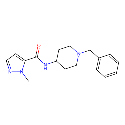 N-(1-benzylpiperidin-4-yl)-2-methylpyrazole-3-carboxamide structure
