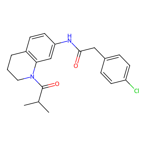 2-(4-chlorophenyl)-N-(1-isobutyryl-1,2,3,4-tetrahydroquinolin-7-yl)acetamide structure