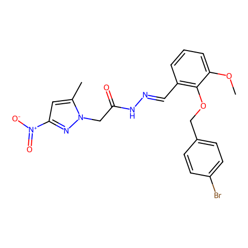 (E)-N'-(2-((4-bromobenzyl)oxy)-3-methoxybenzylidene)-2-(5-methyl-3-nitro-1H-pyrazol-1-yl)acetohydrazide structure