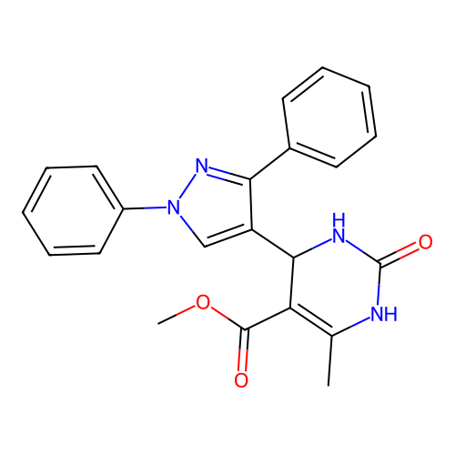 methyl 4-(1,3-diphenyl-1H-pyrazol-4-yl)-6-methyl-2-oxo-1,2,3,4-tetrahydropyrimidine-5-carboxylate structure