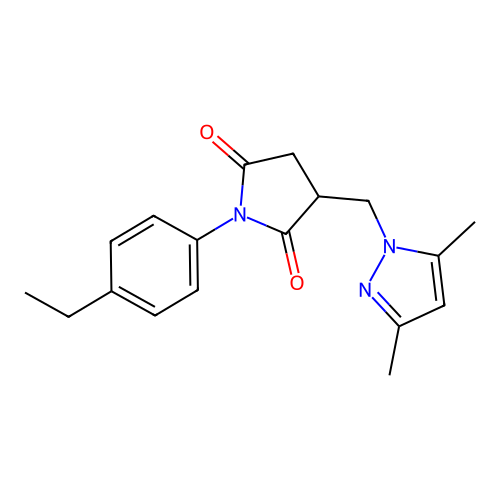 3-[(3,5-Dimethylpyrazol-1-yl)methyl]-1-(4-ethylphenyl)pyrrolidine-2,5-dione structure