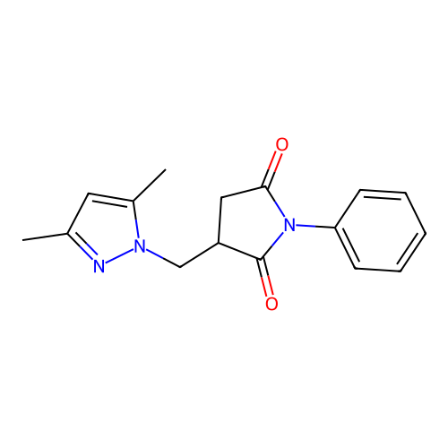 3-[(3,5-Dimethylpyrazol-1-yl)methyl]-1-phenylpyrrolidine-2,5-dione structure