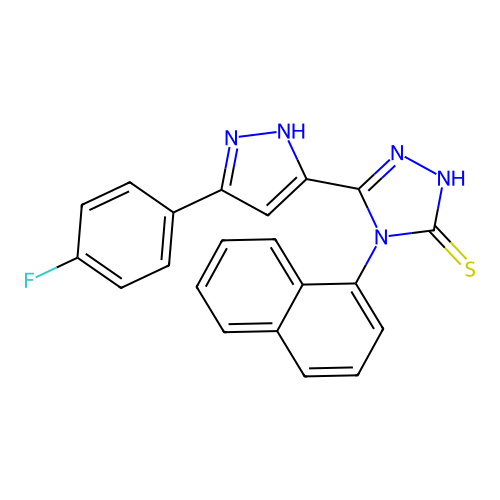 3-[3-(4-fluorophenyl)-1H-pyrazol-5-yl]-4-naphthalen-1-yl-1H-1,2,4-triazole-5-thione structure