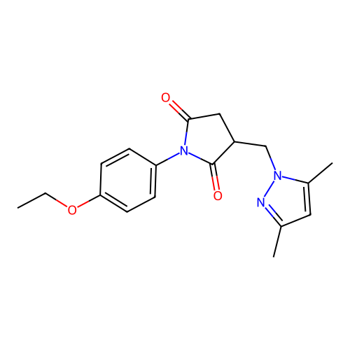 3-((3,5-dimethyl-1H-pyrazol-1-yl)methyl)-1-(4-ethoxyphenyl)pyrrolidine-2,5-dione structure