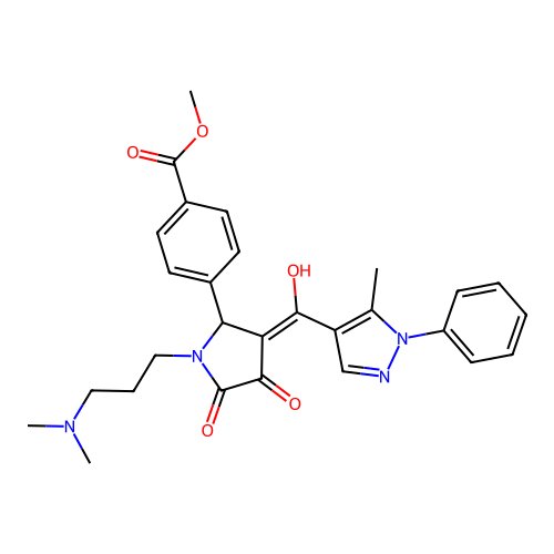 methyl 4-(1-(3-(dimethylamino)propyl)-4-hydroxy-3-(5-methyl-1-phenyl-1H-pyrazole-4-carbonyl)-5-oxo-2,5-dihydro-1H-pyrrol-2-yl)benzoate structure