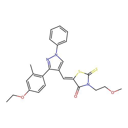 (5Z)-5-{[3-(4-ETHOXY-2-METHYLPHENYL)-1-PHENYL-1H-PYRAZOL-4-YL]METHYLENE}-3-(2-METHOXYETHYL)-2-THIOXO-1,3-THIAZOLIDIN-4-ONE structure