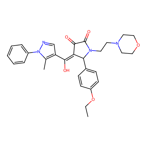 (4E)-5-(4-ethoxyphenyl)-4-[hydroxy-(5-methyl-1-phenylpyrazol-4-yl)methylidene]-1-(2-morpholin-4-ylethyl)pyrrolidine-2,3-dione structure