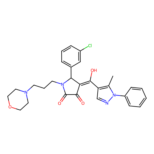 (4E)-5-(3-chlorophenyl)-4-[hydroxy-(5-methyl-1-phenylpyrazol-4-yl)methylidene]-1-(3-morpholin-4-ylpropyl)pyrrolidine-2,3-dione structure