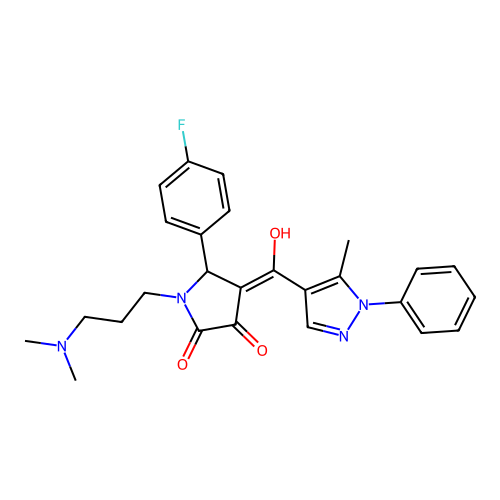 (4E)-1-[3-(dimethylamino)propyl]-5-(4-fluorophenyl)-4-[hydroxy-(5-methyl-1-phenylpyrazol-4-yl)methylidene]pyrrolidine-2,3-dione structure