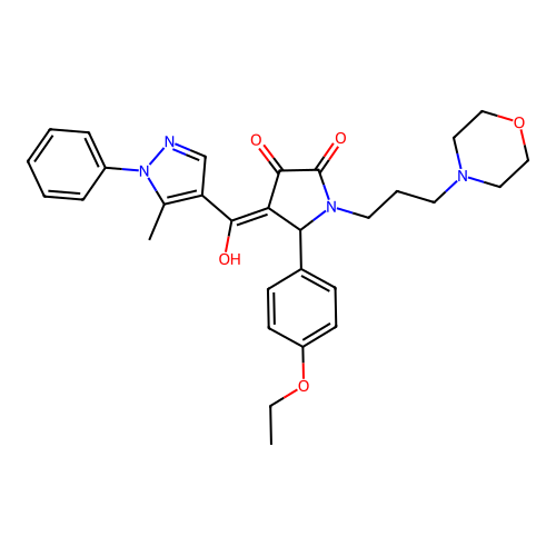 (4E)-5-(4-ethoxyphenyl)-4-[hydroxy-(5-methyl-1-phenylpyrazol-4-yl)methylidene]-1-(3-morpholin-4-ylpropyl)pyrrolidine-2,3-dione structure