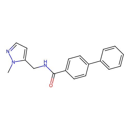 N-[(2-methylpyrazol-3-yl)methyl]-4-phenylbenzamide structure