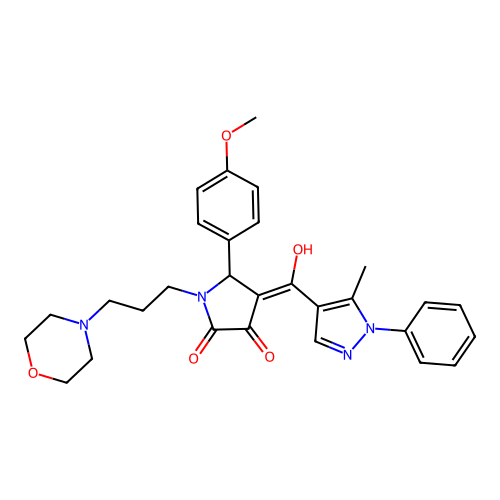 (4E)-4-[hydroxy-(5-methyl-1-phenylpyrazol-4-yl)methylidene]-5-(4-methoxyphenyl)-1-(3-morpholin-4-ylpropyl)pyrrolidine-2,3-dione structure