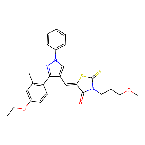 (5Z)-5-{[3-(4-ETHOXY-2-METHYLPHENYL)-1-PHENYL-1H-PYRAZOL-4-YL]METHYLENE}-3-(3-METHOXYPROPYL)-2-THIOXO-1,3-THIAZOLIDIN-4-ONE structure