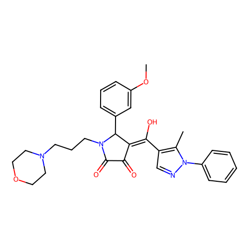 (4E)-4-[hydroxy-(5-methyl-1-phenylpyrazol-4-yl)methylidene]-5-(3-methoxyphenyl)-1-(3-morpholin-4-ylpropyl)pyrrolidine-2,3-dione structure