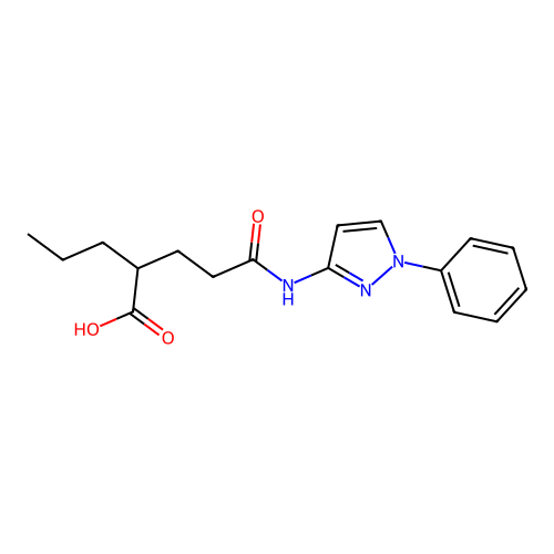 5-Oxo-5-[(1-phenylpyrazol-3-yl)amino]-2-propylpentanoic acid structure