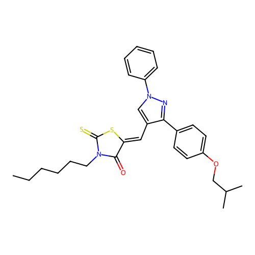 (5Z)-3-HEXYL-5-{[3-(4-ISOBUTOXYPHENYL)-1-PHENYL-1H-PYRAZOL-4-YL]METHYLENE}-2-THIOXO-1,3-THIAZOLIDIN-4-ONE structure