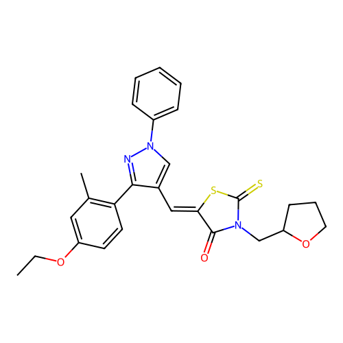 (5Z)-5-{[3-(4-ETHOXY-2-METHYLPHENYL)-1-PHENYL-1H-PYRAZOL-4-YL]METHYLENE}-3-(TETRAHYDRO-2-FURANYLMETHYL)-2-THIOXO-1,3-THIAZOLIDIN-4-ONE structure