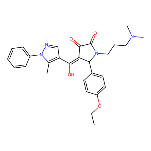 (4E)-1-[3-(dimethylamino)propyl]-5-(4-ethoxyphenyl)-4-[hydroxy-(5-methyl-1-phenylpyrazol-4-yl)methylidene]pyrrolidine-2,3-dione structure