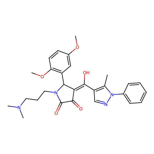 (4E)-5-(2,5-dimethoxyphenyl)-1-[3-(dimethylamino)propyl]-4-[hydroxy-(5-methyl-1-phenylpyrazol-4-yl)methylidene]pyrrolidine-2,3-dione structure