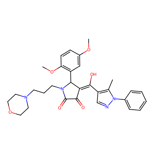 (4E)-5-(2,5-dimethoxyphenyl)-4-[hydroxy-(5-methyl-1-phenylpyrazol-4-yl)methylidene]-1-(3-morpholin-4-ylpropyl)pyrrolidine-2,3-dione structure