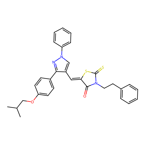 (5Z)-5-{[3-(4-isobutoxyphenyl)-1-phenyl-1H-pyrazol-4-yl]methylene}-3-(2-phenylethyl)-2-thioxo-1,3-thiazolidin-4-one structure