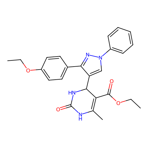 ethyl 4-[3-(4-ethoxyphenyl)-1-phenyl-1H-pyrazol-4-yl]-6-methyl-2-oxo-1,2,3,4-tetrahydropyrimidine-5-carboxylate structure