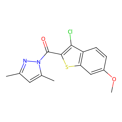 (3-chloro-6-methoxy-1-benzothiophen-2-yl)(3,5-dimethyl-1H-pyrazol-1-yl)methanone structure