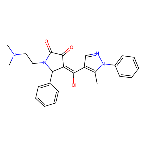 1-(2-dimethylaminoethyl)-4-[hydroxy-(5-methyl-1-phenylpyrazol-4-yl)methylidene]-5-phenylpyrrolidine-2,3-dione structure