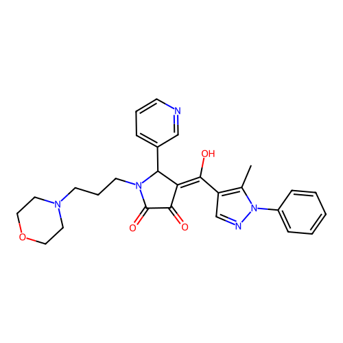 (4E)-4-[hydroxy-(5-methyl-1-phenylpyrazol-4-yl)methylidene]-1-(3-morpholin-4-ylpropyl)-5-pyridin-3-ylpyrrolidine-2,3-dione structure