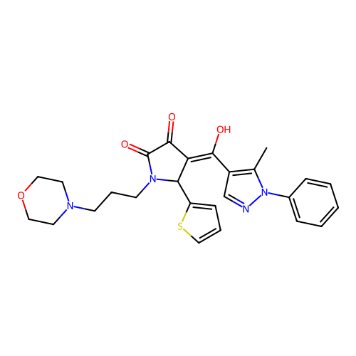 3-hydroxy-4-(5-methyl-1-phenyl-1H-pyrazole-4-carbonyl)-1-[3-(morpholin-4-yl)propyl]-5-(thiophen-2-yl)-2,5-dihydro-1H-pyrrol-2-one structure
