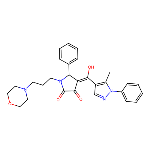 (4E)-4-[hydroxy-(5-methyl-1-phenylpyrazol-4-yl)methylidene]-1-(3-morpholin-4-ylpropyl)-5-phenylpyrrolidine-2,3-dione structure