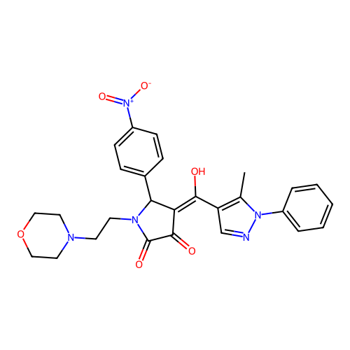(4E)-4-[hydroxy-(5-methyl-1-phenylpyrazol-4-yl)methylidene]-1-(2-morpholin-4-ylethyl)-5-(4-nitrophenyl)pyrrolidine-2,3-dione structure