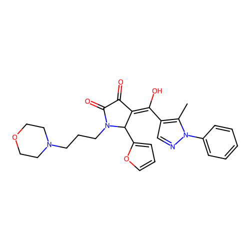 (4Z)-5-(furan-2-yl)-4-[hydroxy-(5-methyl-1-phenylpyrazol-4-yl)methylidene]-1-(3-morpholin-4-ylpropyl)pyrrolidine-2,3-dione structure