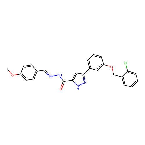 (E)-3-(3-((2-chlorobenzyl)oxy)phenyl)-N'-(4-methoxybenzylidene)-1H-pyrazole-5-carbohydrazide structure